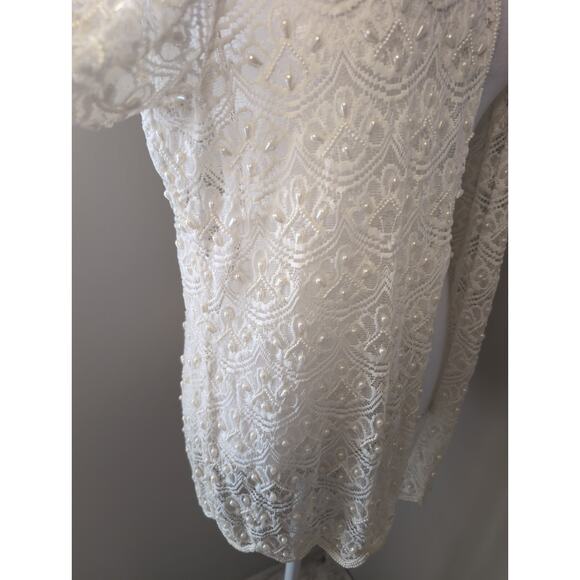 Vintage Scala beaded lace feminine pearl layering cardigan coverup XL - Picture 8 of 11